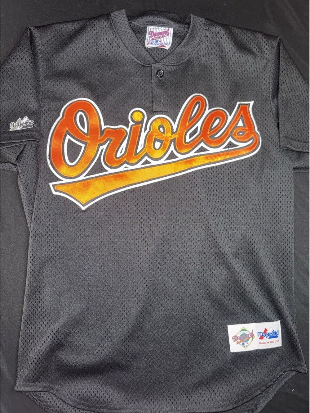 Vintage 90s Majestic Diamond Collection Baltimore Orioles Jersey Mens M Black